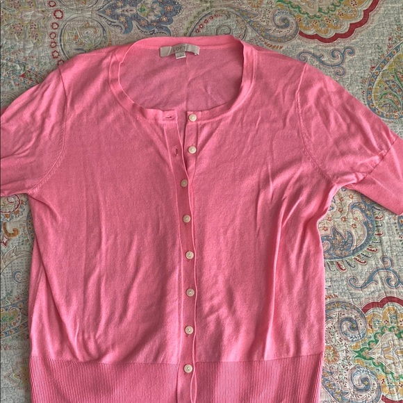 Pink Button-Up Women's Sweater - Picture 1 of 4